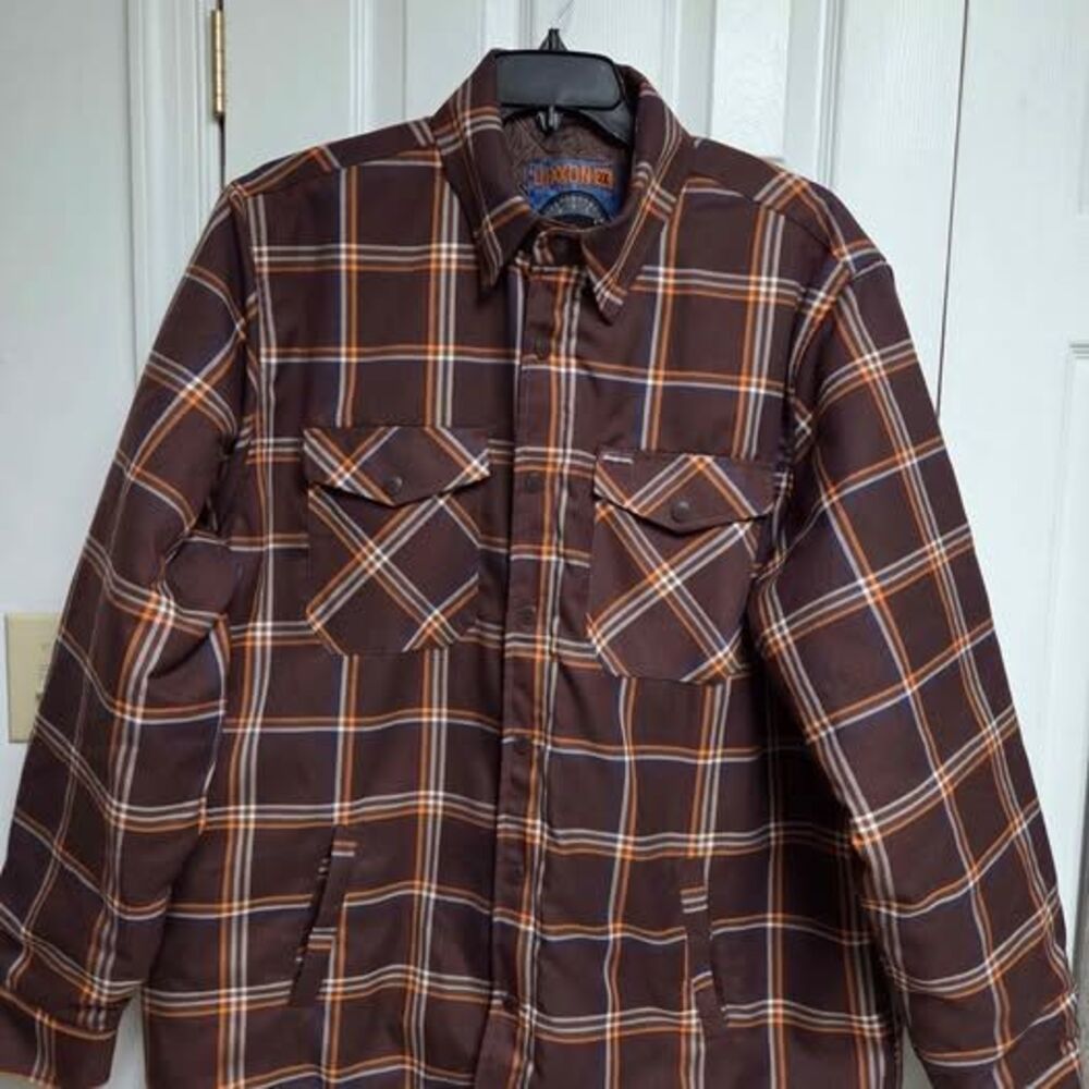 Dixxon Flannel Company Men's 2X Snap-on Brown Plaid Quilted Jacket New